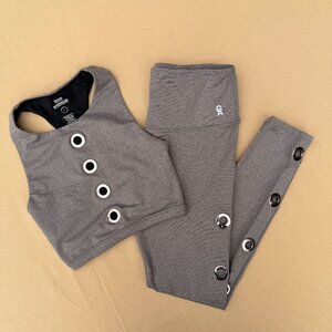 Good American Grey Workout Set with Silver Grommets